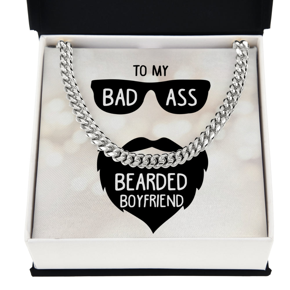 Set Cadou, Lantisor Joystos,L-60cm, JOYSTOS, Card Personalizat Cu Mesaj "My Bearded Boyfriend"