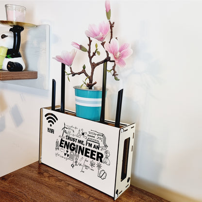 Raft Suport Router Wireless, JOYSTOS, Pentru Mascare Fire si Echipamente WI-FI, 31X20 cm, Alb