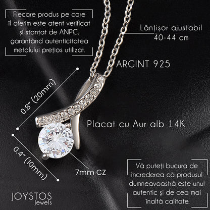 Set Cadou Pentru Fiica, Colier din Argint925 Sau Placat Cu Aur 14K si Lampa Decorativa, Acril Gravat cu text `Draga noastra Fiica`, 15x15cm, Lumina Calda