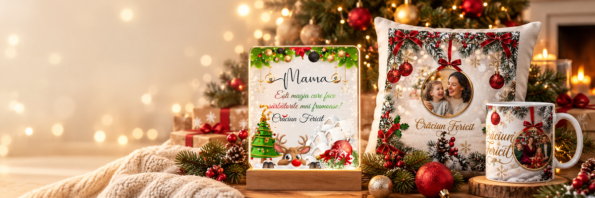 Lămpi personalizate, bijuterie pentru mamă și cană pentru nași, pregătite pentru a fi oferite