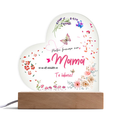 Set Cadou Pentru Mama, Lampa din Acril Decorativa, cu Mesajul 'Pentru frumoasa mea mama. Nu uita ca te iubesc'
