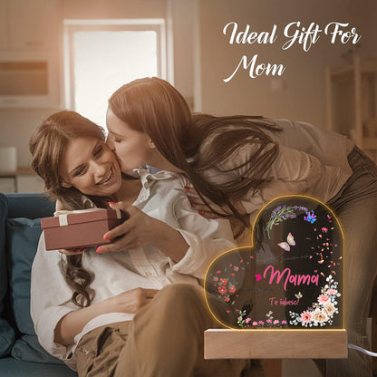 Set Cadou Pentru Mama, Lampa din Acril Decorativa, cu Mesajul 'Pentru frumoasa mea mama. Nu uita ca te iubesc'