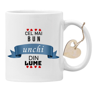 Cadou special pentru unchi si matusa: Set de 2 cani personalizate - Cel mai bun unchi din lume si cea mai buna matusa din lume