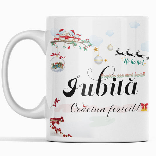 Cana JOYSTOS de Crăciun, ceramica albă, 330ml, mesaj „Pentru cea mai bună șefă - Crăciun fericit!” (Copy)