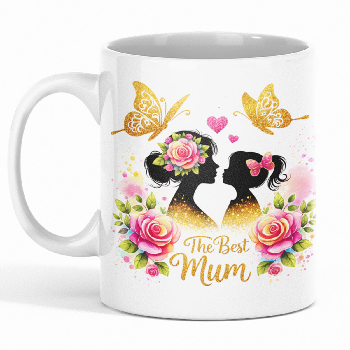 Cana Pentru Mama, ceramica, 330 ml, Personalizata cu flori, Mama si Fiica si textul ”The Best Mom„