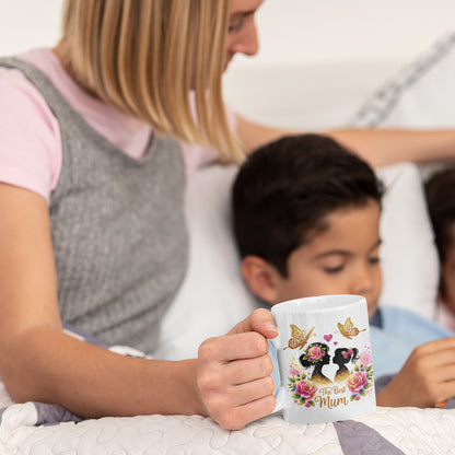 Cana Pentru Mama, ceramica, 330 ml, Personalizata cu flori, Mama si Fiica si textul ”The Best Mom„