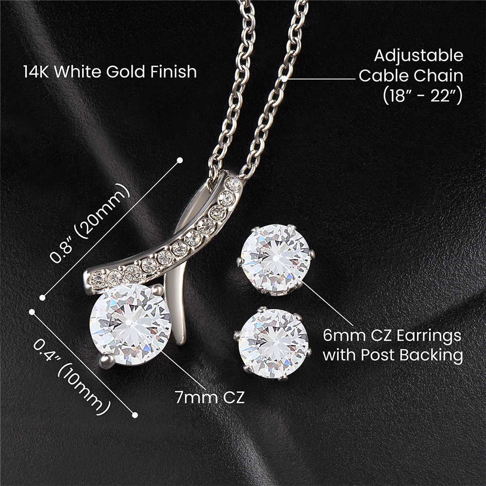 Set Cadou Pentru Fiica De la Mama,  Colier din Argint 925 si Pandant Placat cu Alb 14K, Si Card Cu Mesaj in Cutie `Pentru fiica Mea`