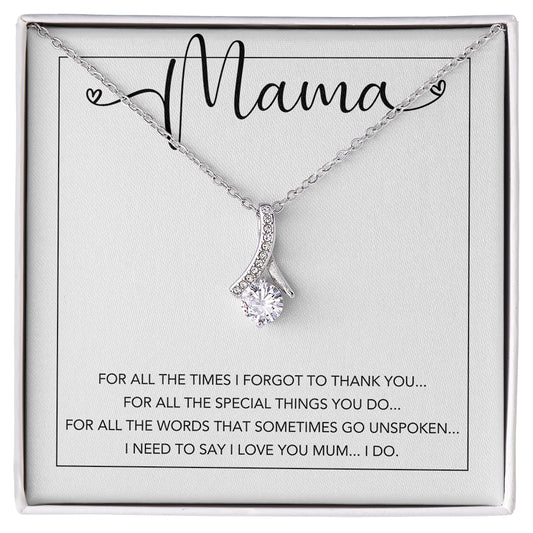 Set Cadou Pentru Mama, Colier Argint 925, cu Pandant Placat cu Aur Alb 14K si card cu Mesajul ”I need to say I love u mum”