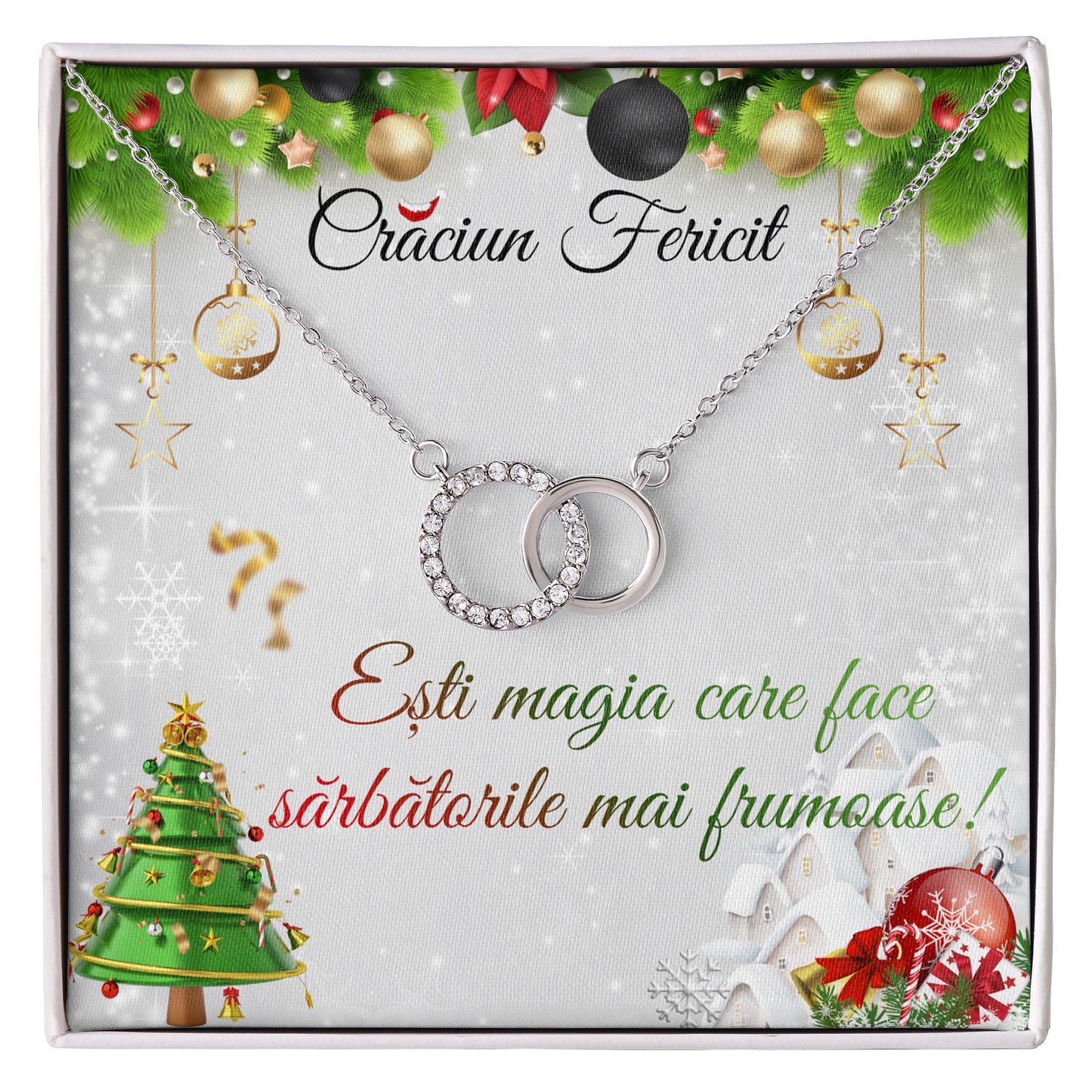 Colier Elegant JOYSTOS din Argint 925 sau Placat cu Aur Alb 18K, 3.1g, Lant Reglabil 40-45cm – Cadou Craciun pentru Mama, Sotie, Iubita, Fiica, Sora sau Nasa – „Esti magia care face sarbatorile mai frumoase”