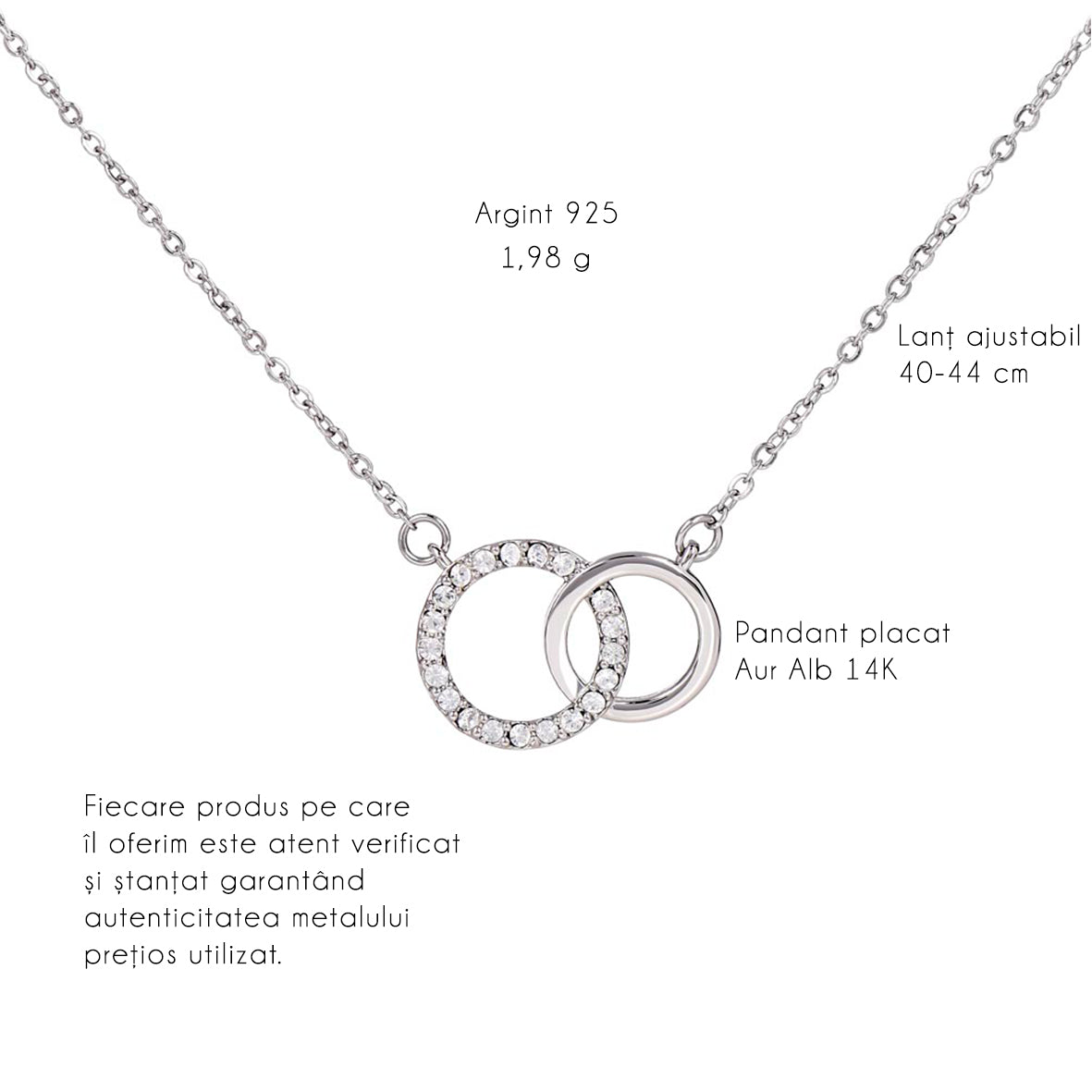 Colier Elegant JOYSTOS din Argint 925 sau Placat cu Aur Alb 18K, 3.1g, Lant Reglabil 40-45cm – Cadou Craciun pentru Mama, Sotie, Iubita, Fiica, Sora sau Nasa – „Esti magia care face sarbatorile mai frumoase”