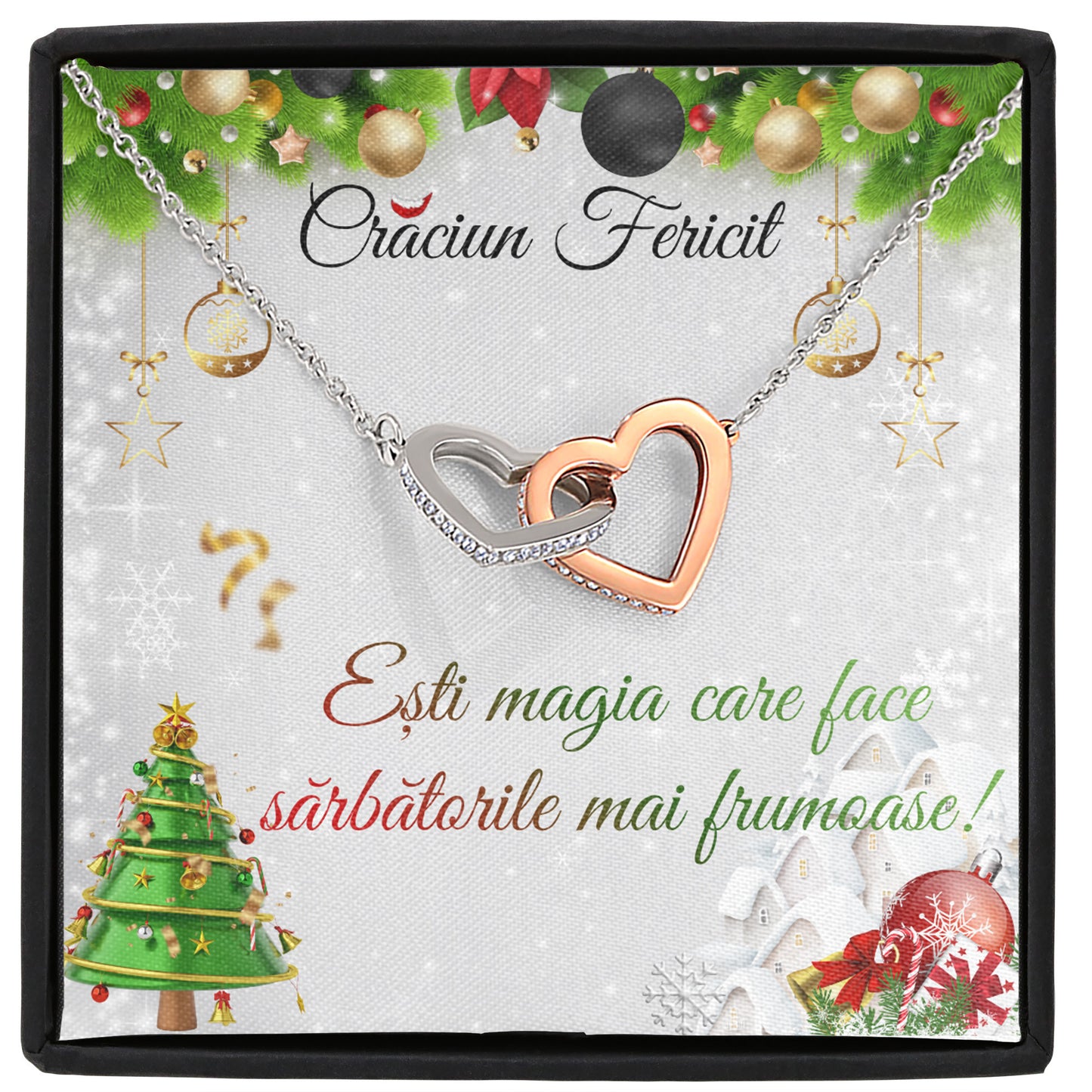 Colier Elegant JOYSTOS din Argint 925 sau Placat cu Aur Alb 18K, 3.1g, Lant Reglabil 40-45cm – Cadou Craciun pentru Mama, Sotie, Iubita, Fiica, Sora sau Nasa – „Esti magia care face sarbatorile mai frumoase”