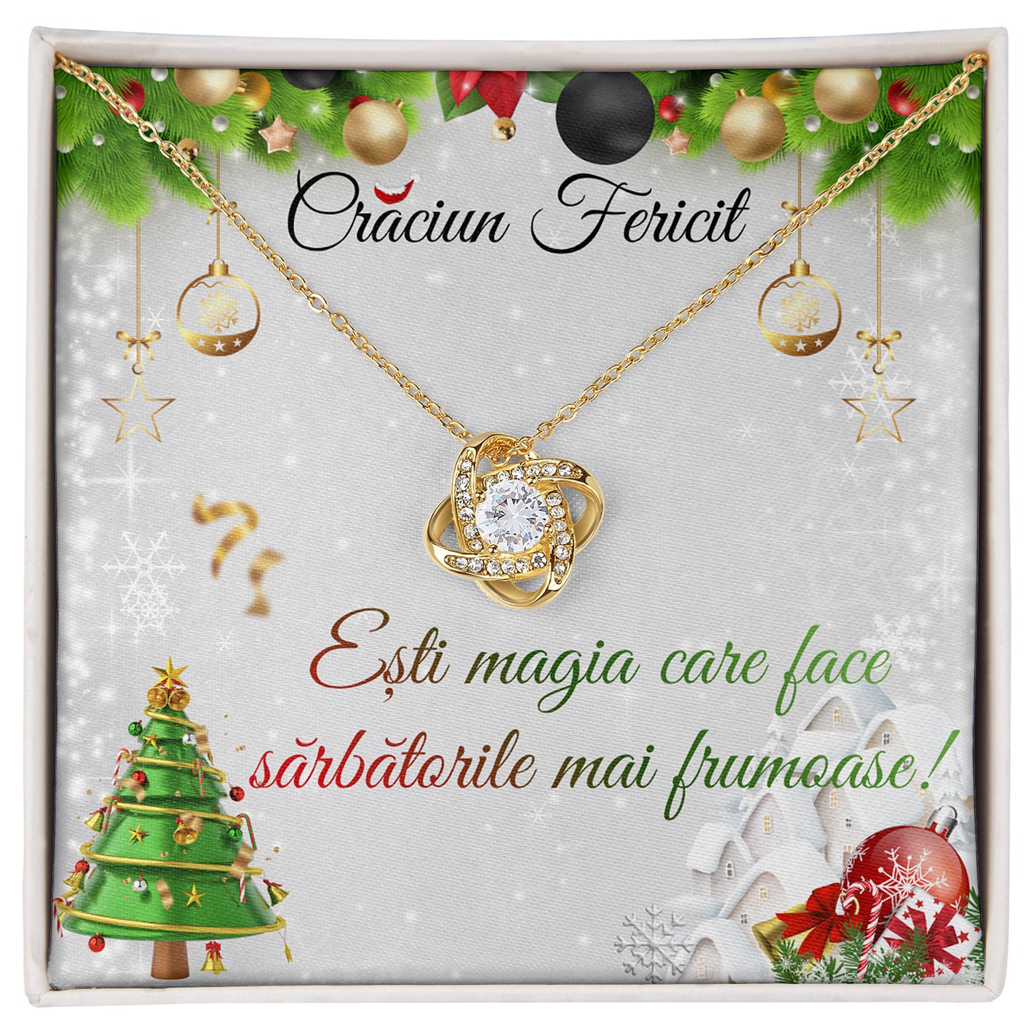 Colier Elegant JOYSTOS din Argint 925 sau Placat cu Aur Alb 18K, 3.1g, Lant Reglabil 40-45cm – Cadou Craciun pentru Mama, Sotie, Iubita, Fiica, Sora sau Nasa – „Esti magia care face sarbatorile mai frumoase”