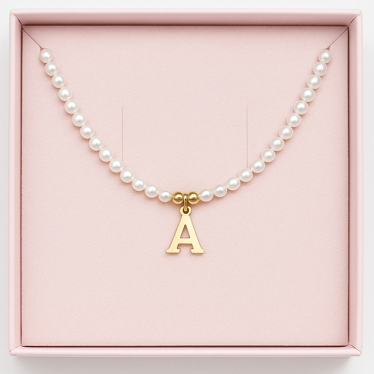 Colier cu Perle Naturale, Joystos, Litera A, Argint 925 Placat cu Aur 18K, Lungime 38+5cm, Cadou Elegant pentru Femei