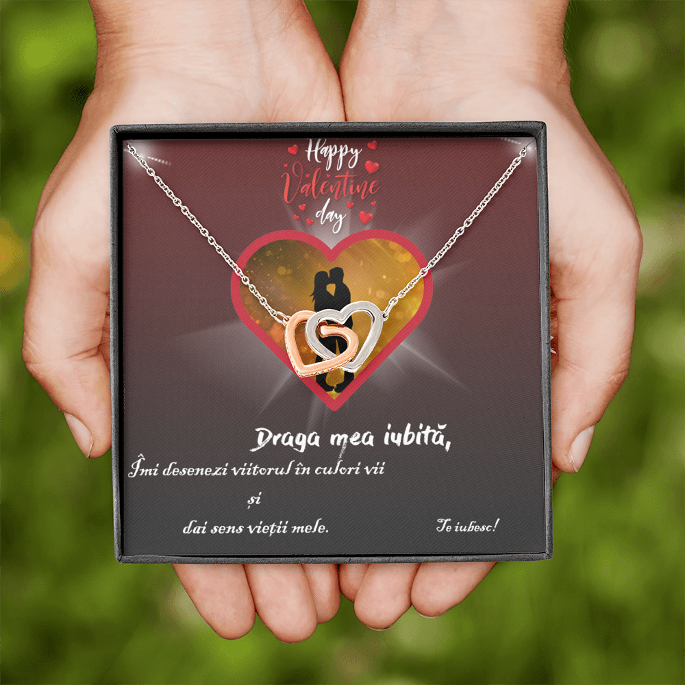 Colier cu Pandant Nod placat cu Aur Alb 14K, Card personalizat, daraga mea iubita, Imi desenezi...