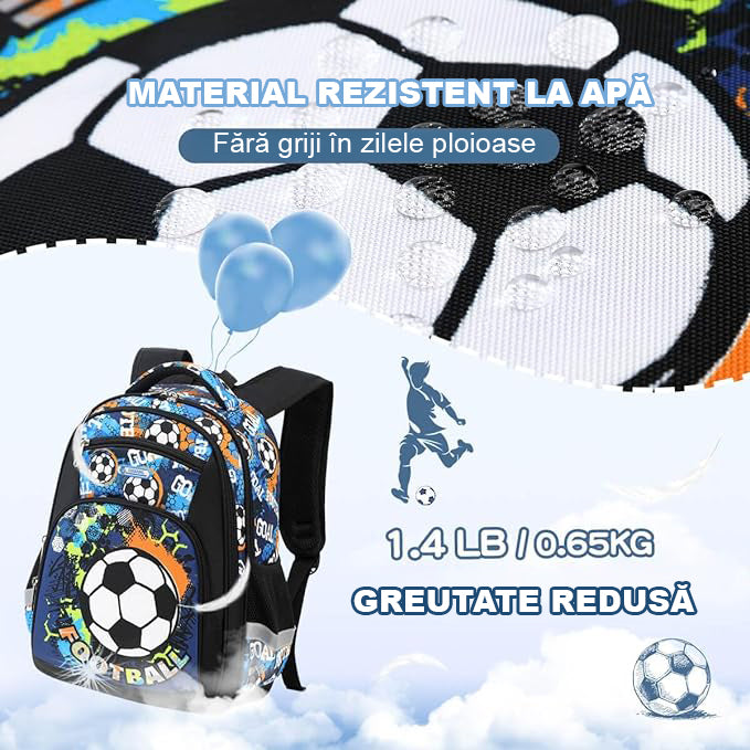 Ghiozdan Scoala, JOYSTOS, Multifunctional, Model Fotbal, Fosforescent, 40 cm