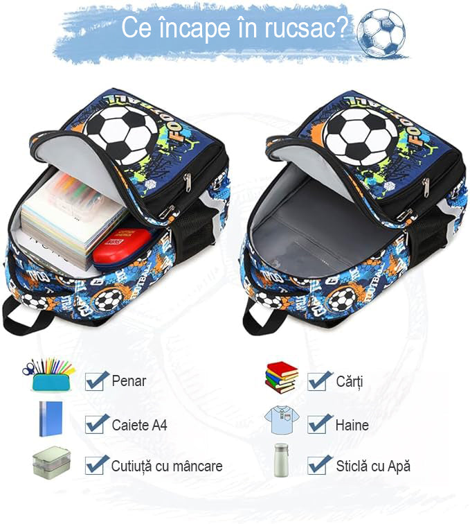 Ghiozdan Scoala, JOYSTOS, Multifunctional, Model Fotbal, Fosforescent, 40 cm