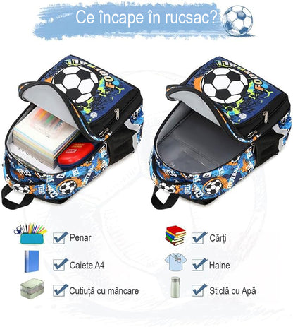 Ghiozdan Scoala, JOYSTOS, Multifunctional, Model Fotbal, Fosforescent, 40 cm