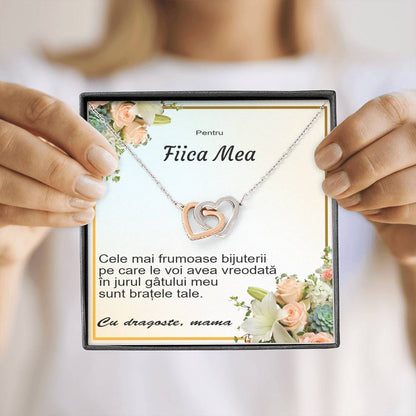 Colier Placat Aur Alb 14k Personalizat Cu Card Foto De La Mama pentru Fiica