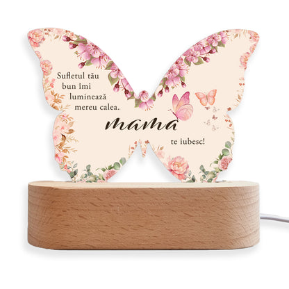 Set Cadou Pentru Mama, Joystos, Lampa din Acril Decorativa, Cadou Special pentru Mama, cu mesaj Personalizat, 15x15 cm