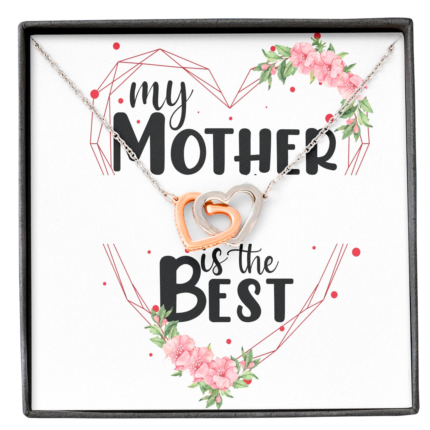 Colier Cu Pandant Nod Placat Cu Aur Alb si Aur Rose, Cadou Pentru Mama, Card Personalizat "My mother is the best"
