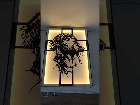 Tablou Isus 3D cu LED si text gravat personalizat
