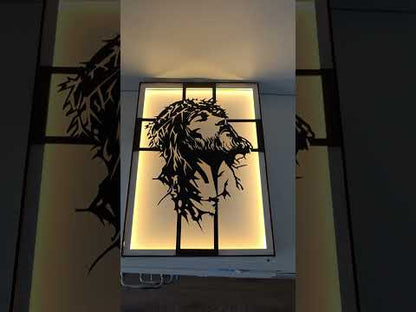 Tablou Isus 3D cu LED si text gravat personalizat
