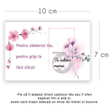 Cadou Pentru Mama, Cana Ceramica, Alba, 330 ml, cu mesaj "Pentru lume esti o mama, dar pentru familia noastra esti lumea intreaga", si Card Razuibil pentru Mama