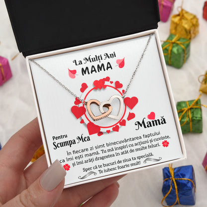 Cadou Pentru Mama - Colier Nodul Iubirii, Placat Cu Aur Alb 14K, Si Card Cu Mesaj "La multi ani. Pentru scumpa mea mama."