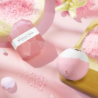 Set Cadou pentru Femei 10 Piese, Joystos, Patura pufoasa, Cana Termos, Lumanare parfumata, Masca Somn, Sosete dama, Bratara, Bomba de Baie, Sapun Diamond, Felicitare, Ambalate in pachet elegant