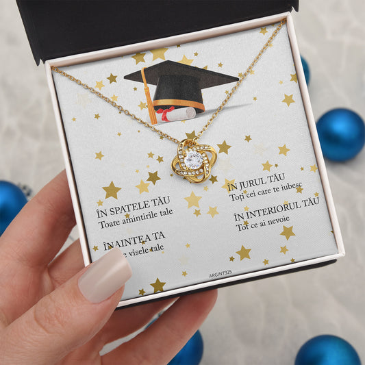 Set Cadou Absolvire – Colier Nodul Iubirii Gold cu Mesaj Emoțional
