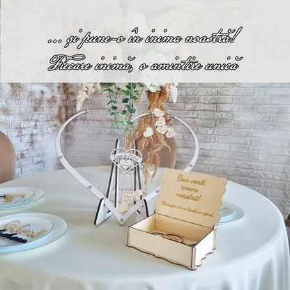 Tablou de amintiri în formă de inimă – guestbook alternativ din lemn și acril