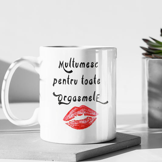 Cana Ceramica, Cadou Pentru Sot, Cadou Pentru Iubit, Cadou Amuzant Pentru El, Cadou Personalizat Pentru Sot, Mesaj Multumesc pentru toate Orgasmele - Alexia Gifts