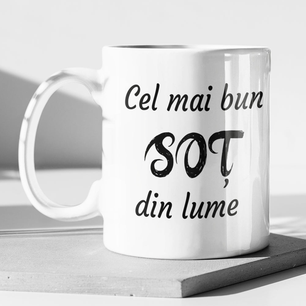 Cana Ceramica, Cadou Pentru Sot, Cadou Pentru Iubit, Cadou Amuzant Pentru El, Cadou Personalizat Pentru Sot, Mesaj Pentru Cel Mai Bun Sot din Lume - Alexia Gifts