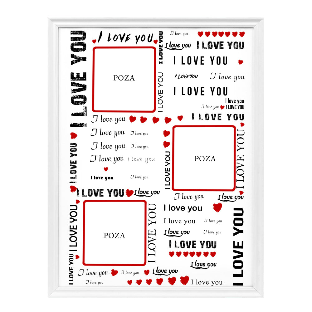 Tablou 21x30cm, Personalizat cu poza/pozele tale preferate si mesaj "I love You"