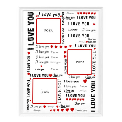 Tablou 21x30cm, Personalizat cu poza/pozele tale preferate si mesaj "I love You"