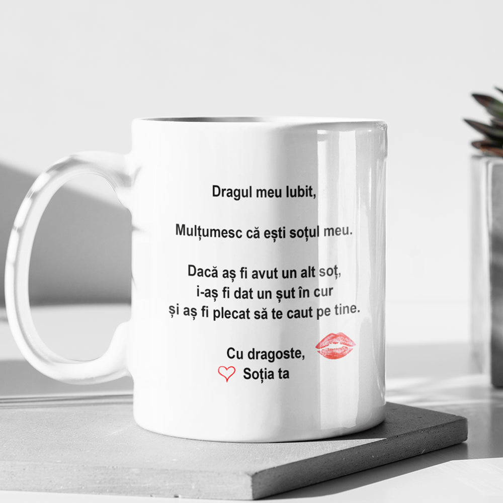 Cana Ceramica, Cadou Pentru Sot, Cadou Pentru Iubit, Cadou Amuzant Pentru El, Cadou Personalizat Pentru Sot, Mesaj Te-as fi Cautat pe Tine - Alexia Gifts