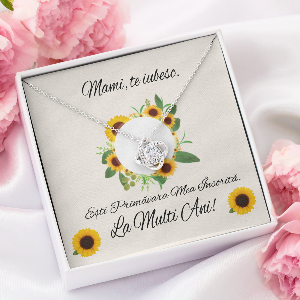 Colier Nodul Iubirii Si Card Cu Mesaj "Mami, Te Iubesc"