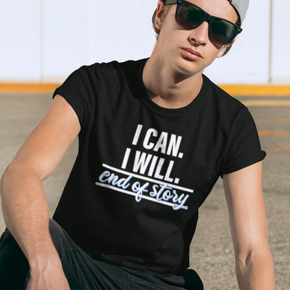 Tricou UNISEX, Joystos, Personalizat cu Mesaj Motivational "I Can. I Will.", Negru, 100% bumbac, 165g/mp