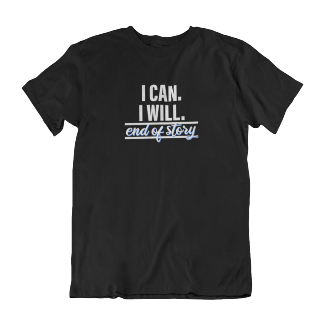 Tricou UNISEX, Joystos, Personalizat cu Mesaj Motivational "I Can. I Will.", Negru, 100% bumbac, 165g/mp