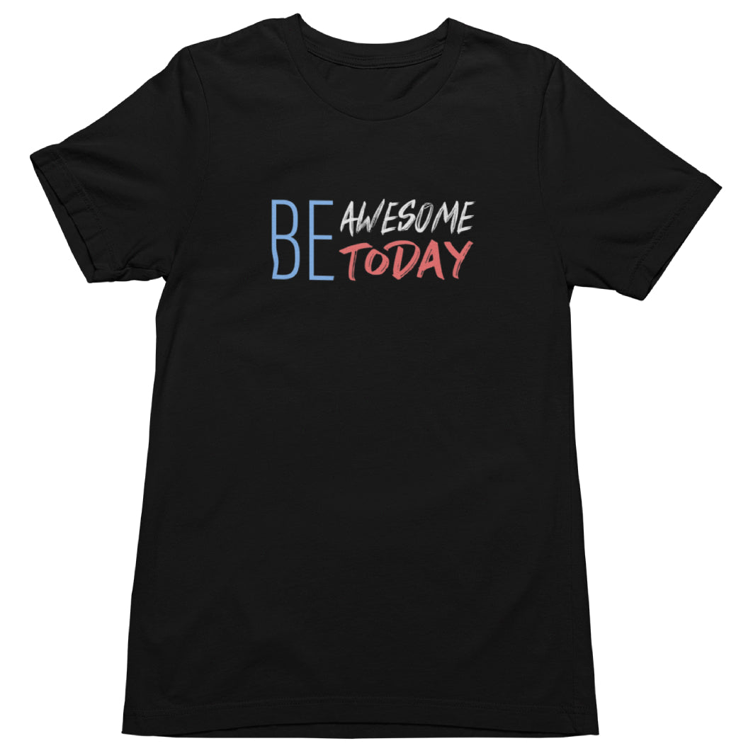 Cadou. Tricou UNISEX Personalizat Cu Mesaj "Be Awesome Today", JOYSTOS, Negru 100% Bumbac