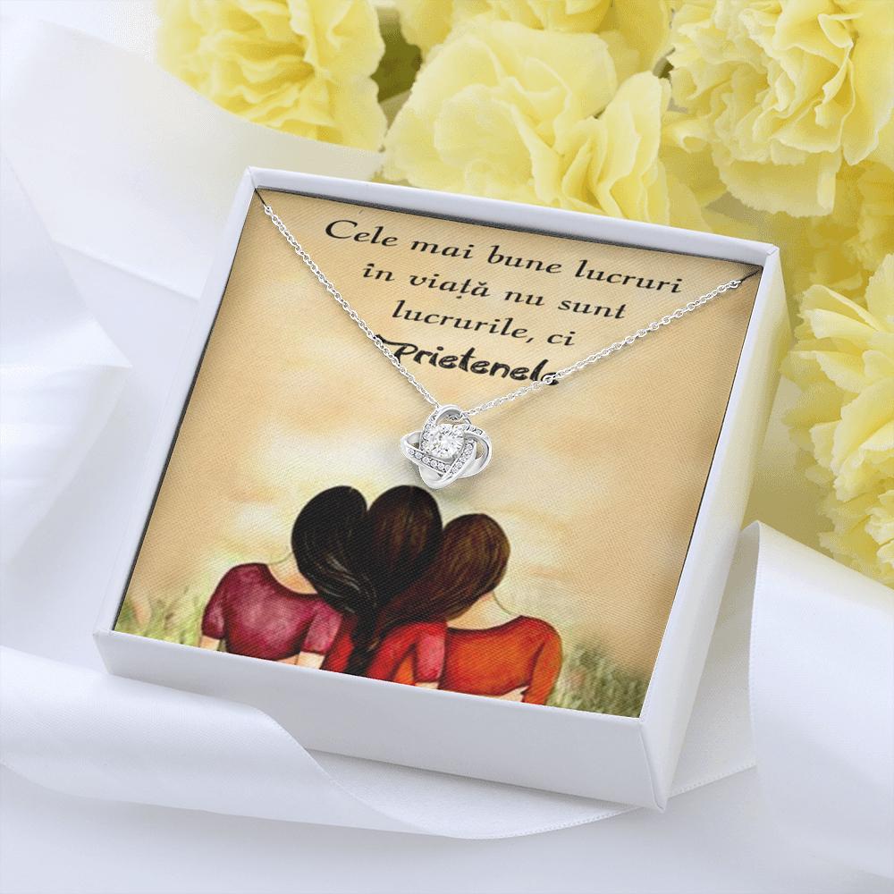 Colier cu Pandant Nod Placat Cu Aur Alb 14K, Cadoul Perfect Pentru Prietena Ta - Alexia Gifts