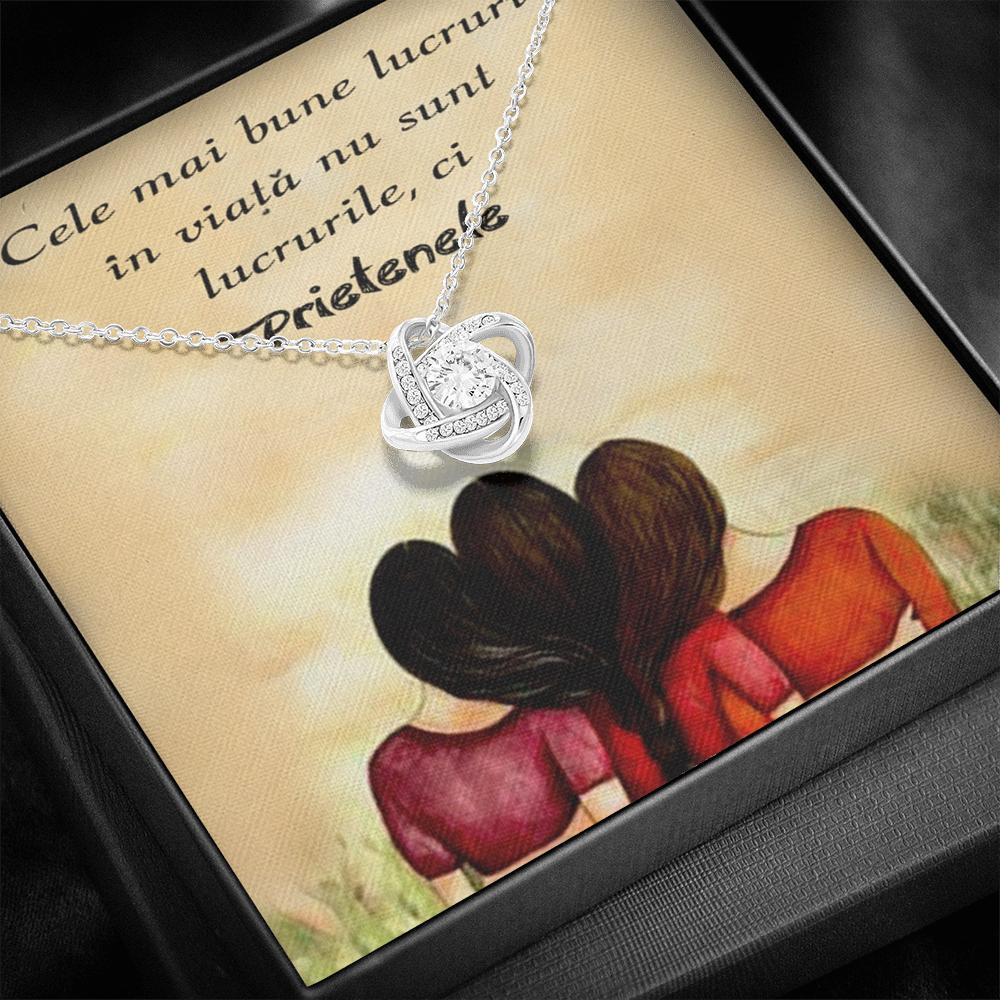 Colier cu Pandant Nod Placat Cu Aur Alb 14K, Cadoul Perfect Pentru Prietena Ta - Alexia Gifts