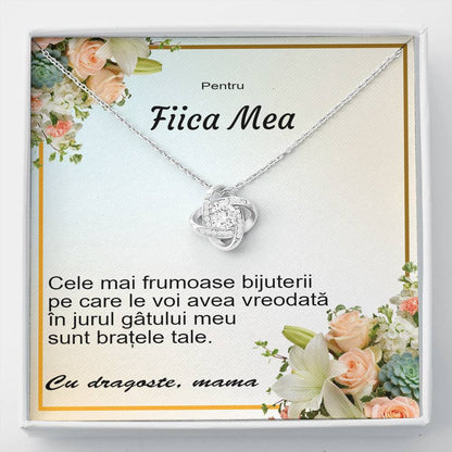 Aur Alb 14k, Colier cu Pandant Personalizat De La Mama Pentru Fiica - Alexia Gifts