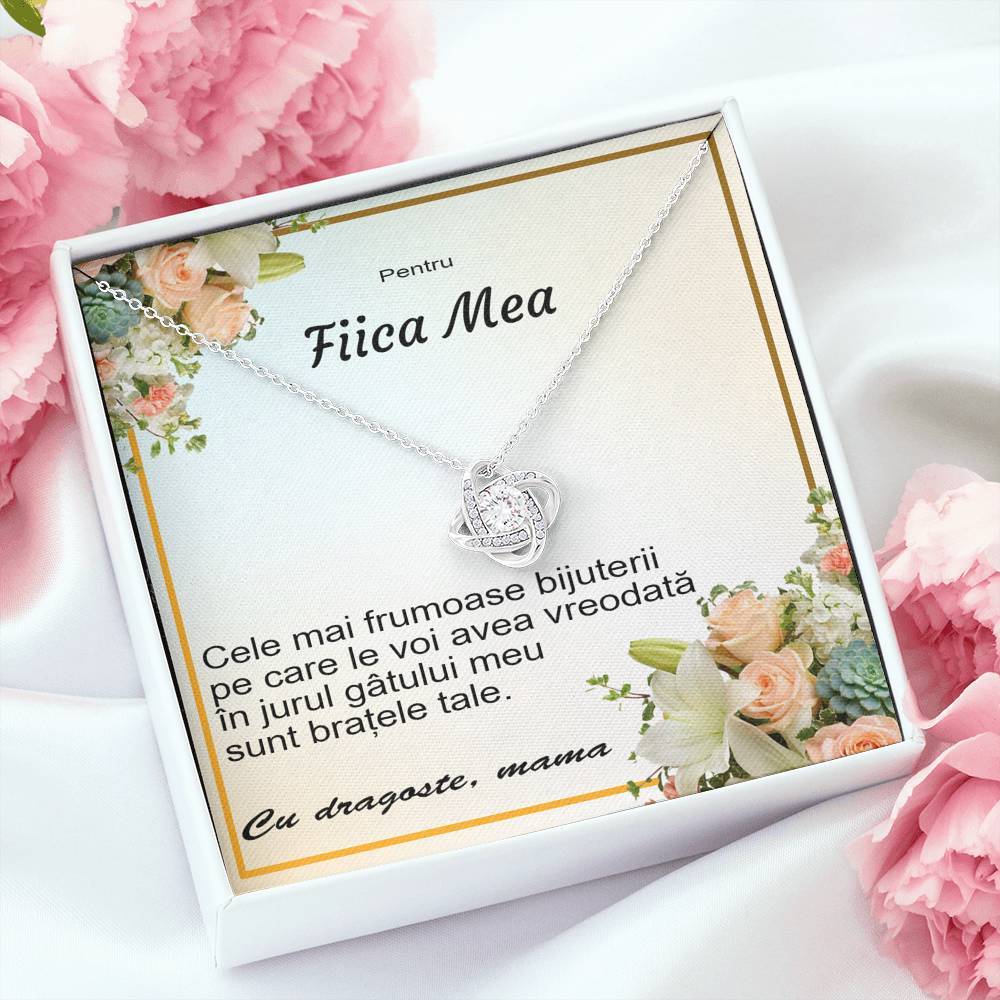 Aur Alb 14k, Colier cu Pandant Personalizat De La Mama Pentru Fiica - Alexia Gifts