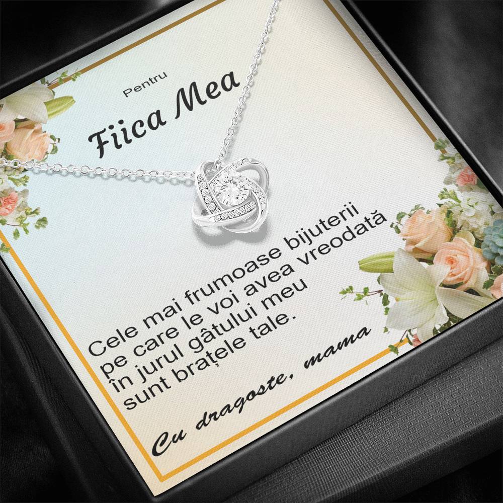 Aur Alb 14k, Colier cu Pandant Personalizat De La Mama Pentru Fiica - Alexia Gifts