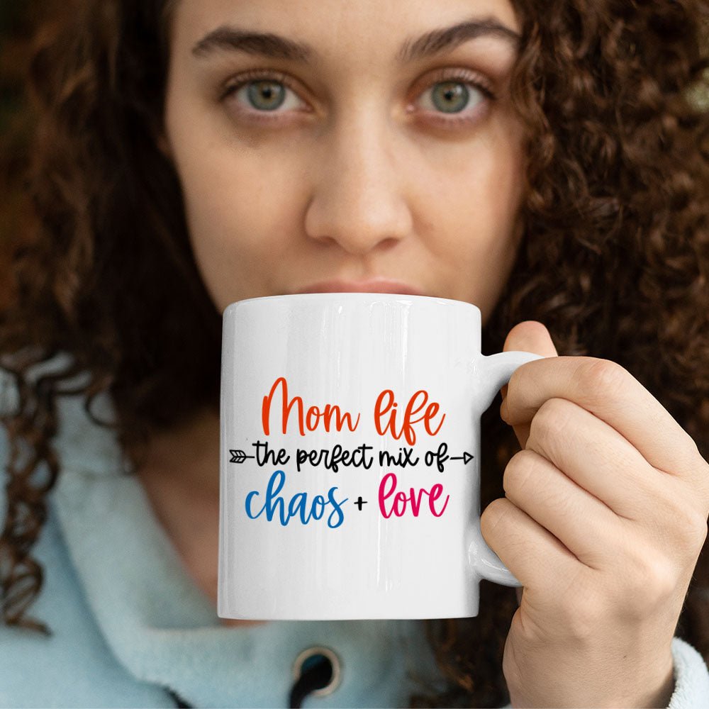 Cadou Pentru Mama, Cana Ceramica, 330 ml, Mesaj "Mom Life, The Perfect Mix" - Alexia Gifts