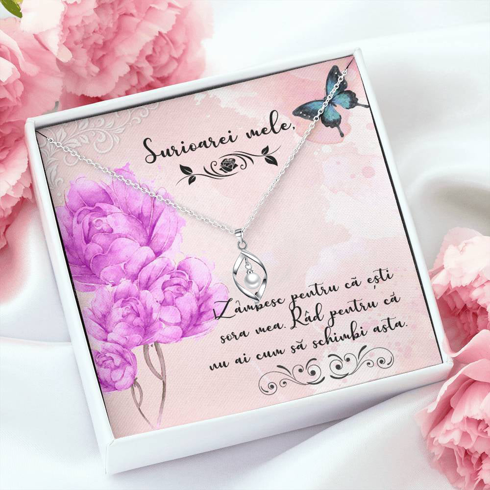 Colier cu Pandant Placat cu Aur 14 K, Mesaj Personalizat pentru Sora - Alexia Gifts